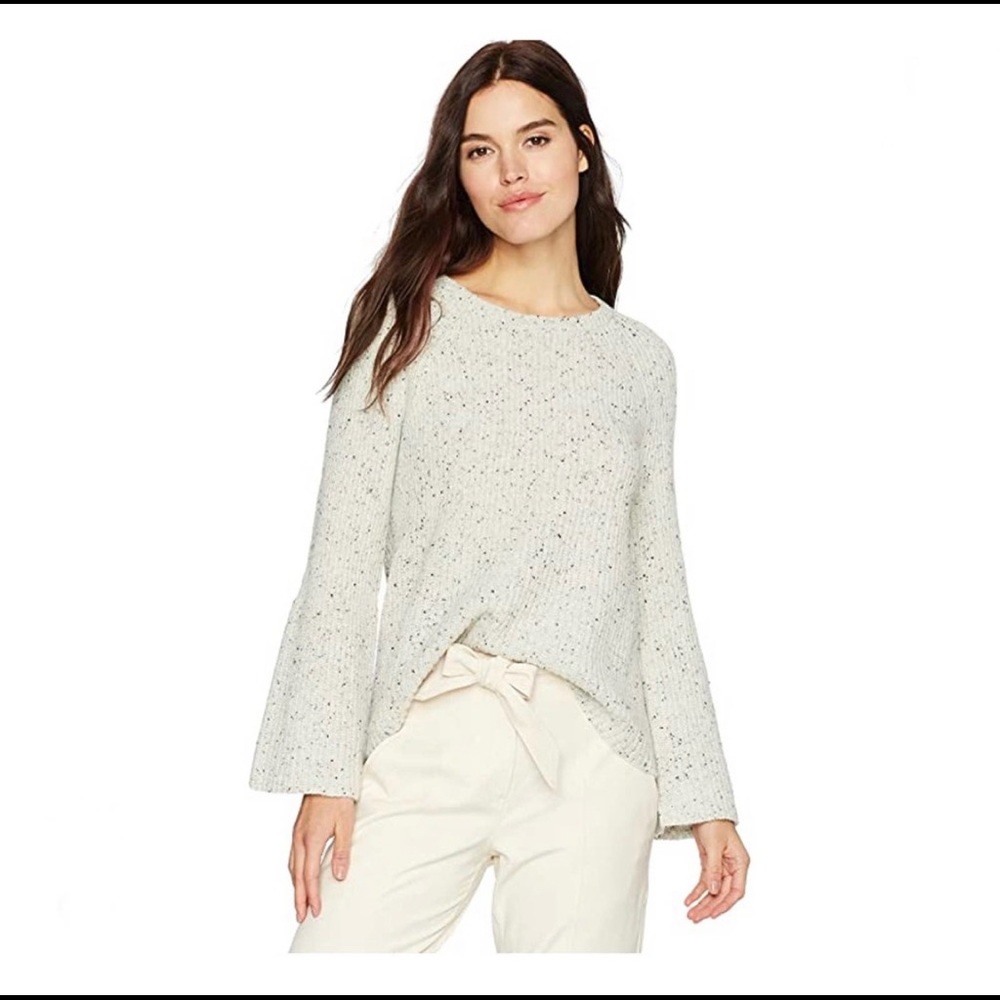 Joie speckled wool blend sweater bell sleeves ribbed medium